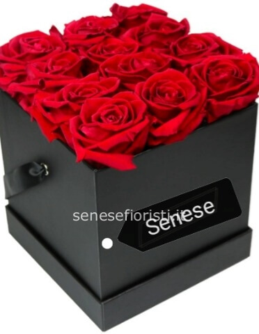 Flower box rose rosse stabilizzate